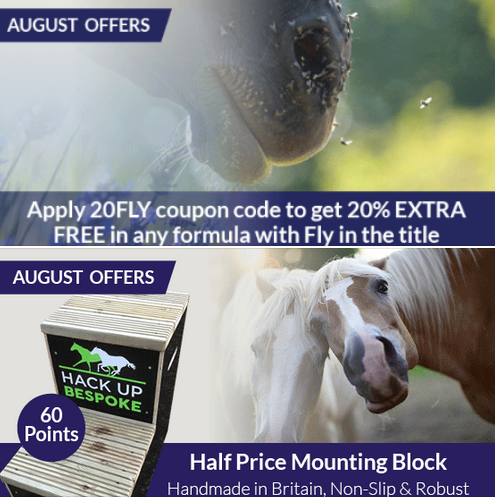 1/2 price Mounting Blocks and Extra Free if FLY is in the title of your bespoke, for August only.